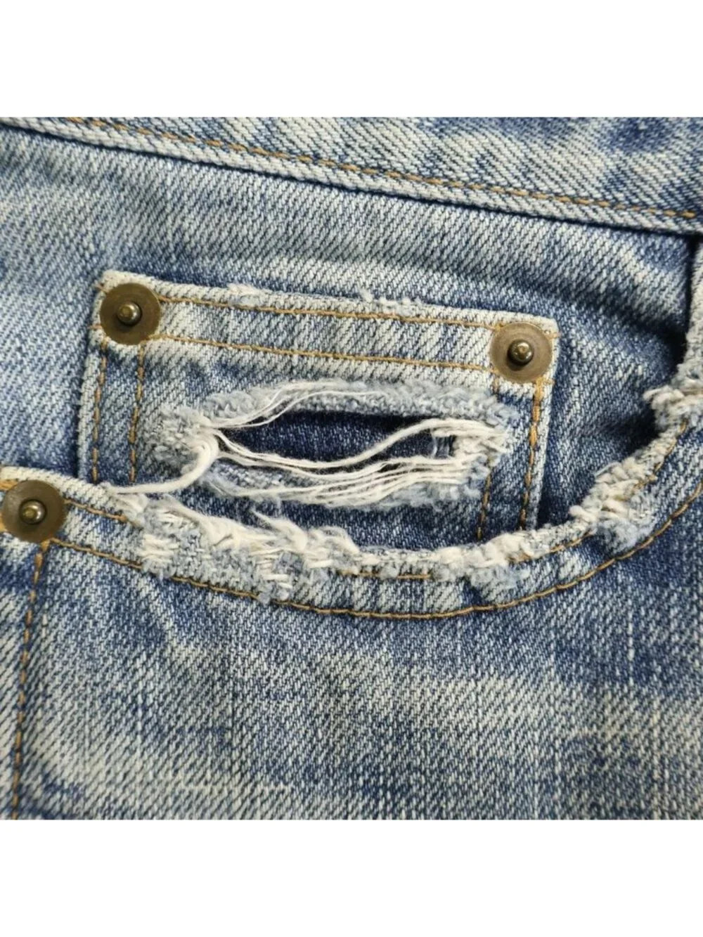 Saint Laurent Paris Destroyed Skinny Denim Pants Indigo Blue 27 Jeans